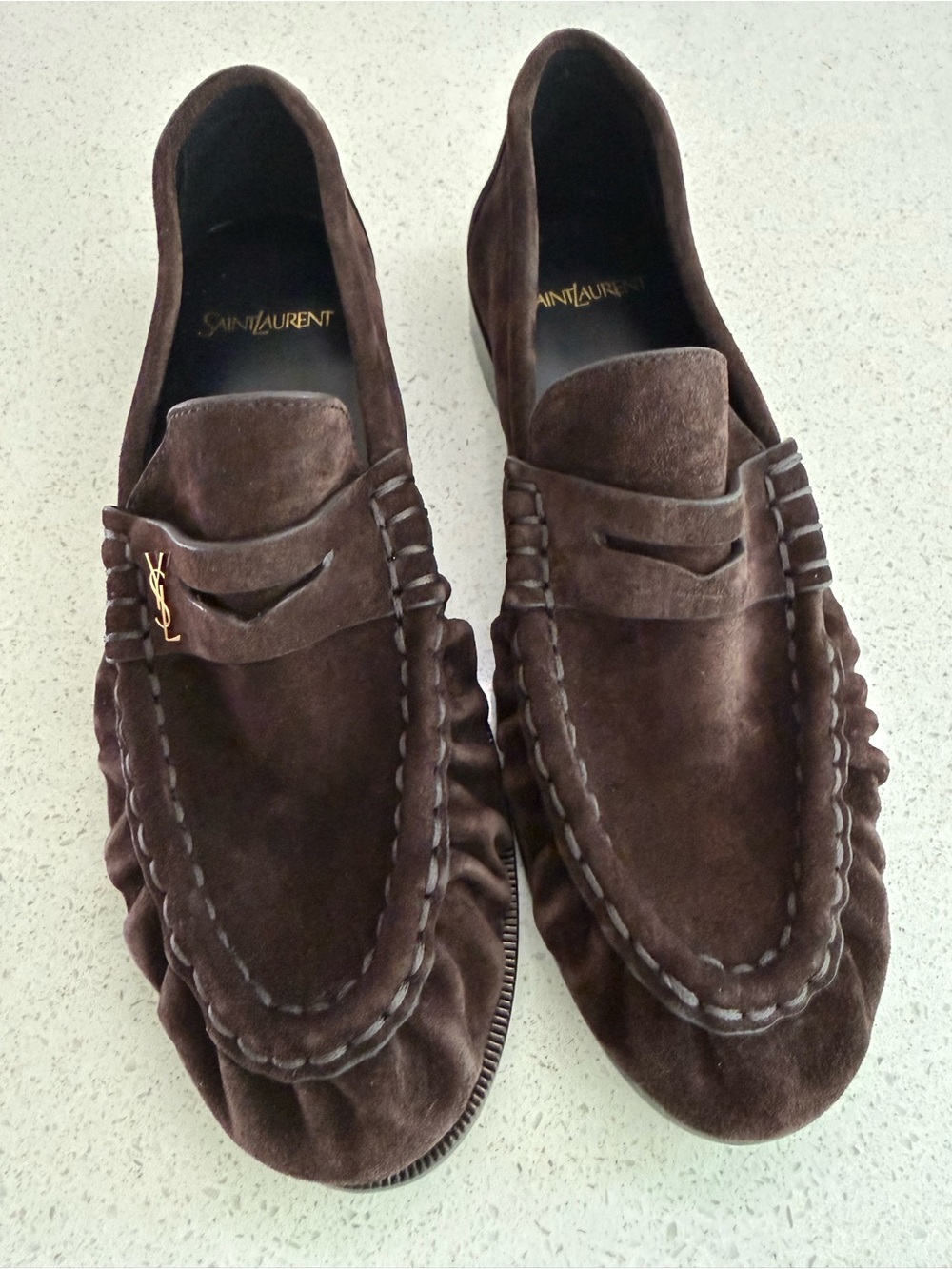 SAINT LAURENT YSL Le Loafer Brown Suede Penny Loafers Size EU 39 US 9 - Picture 1 of 10